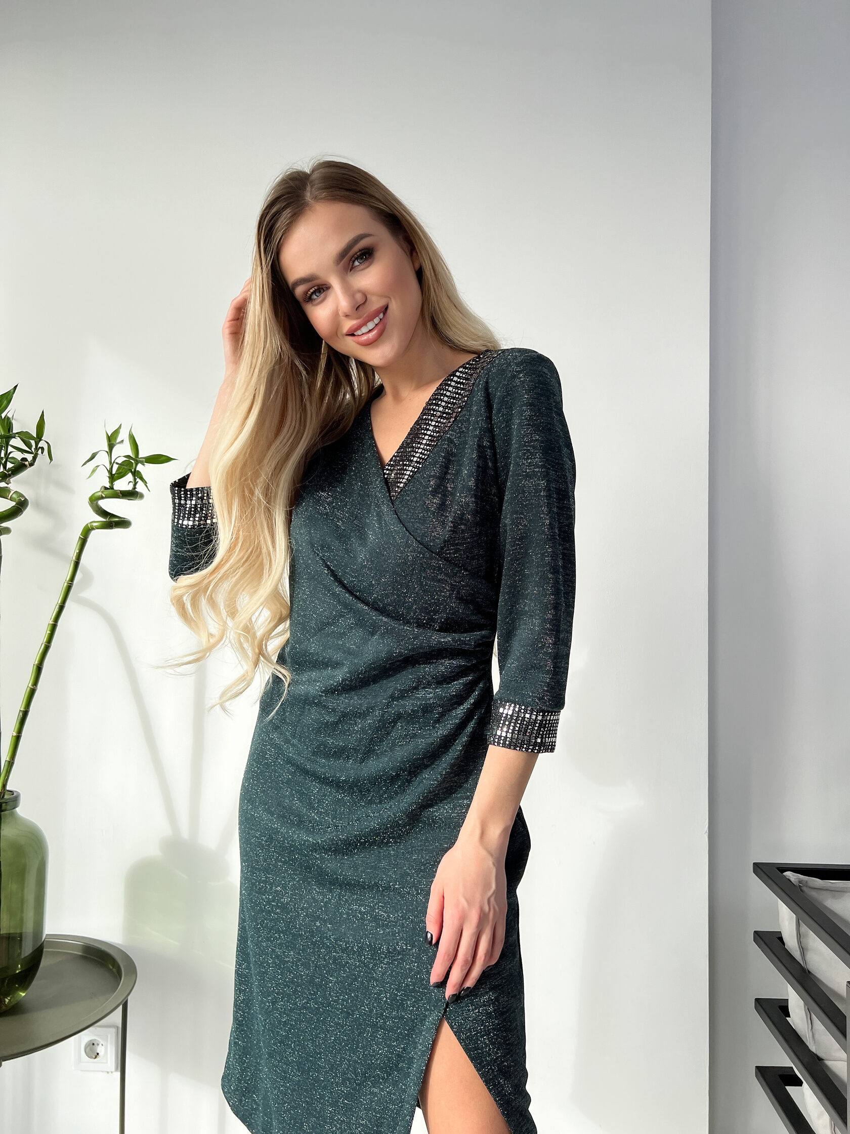 Люрексова сукня зеленого кольору - ANIRI
